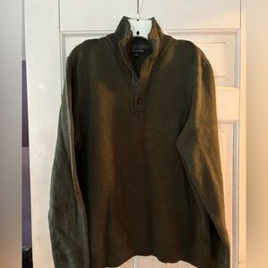 Banana Republic cotton/wool quarter button sweater, forest green